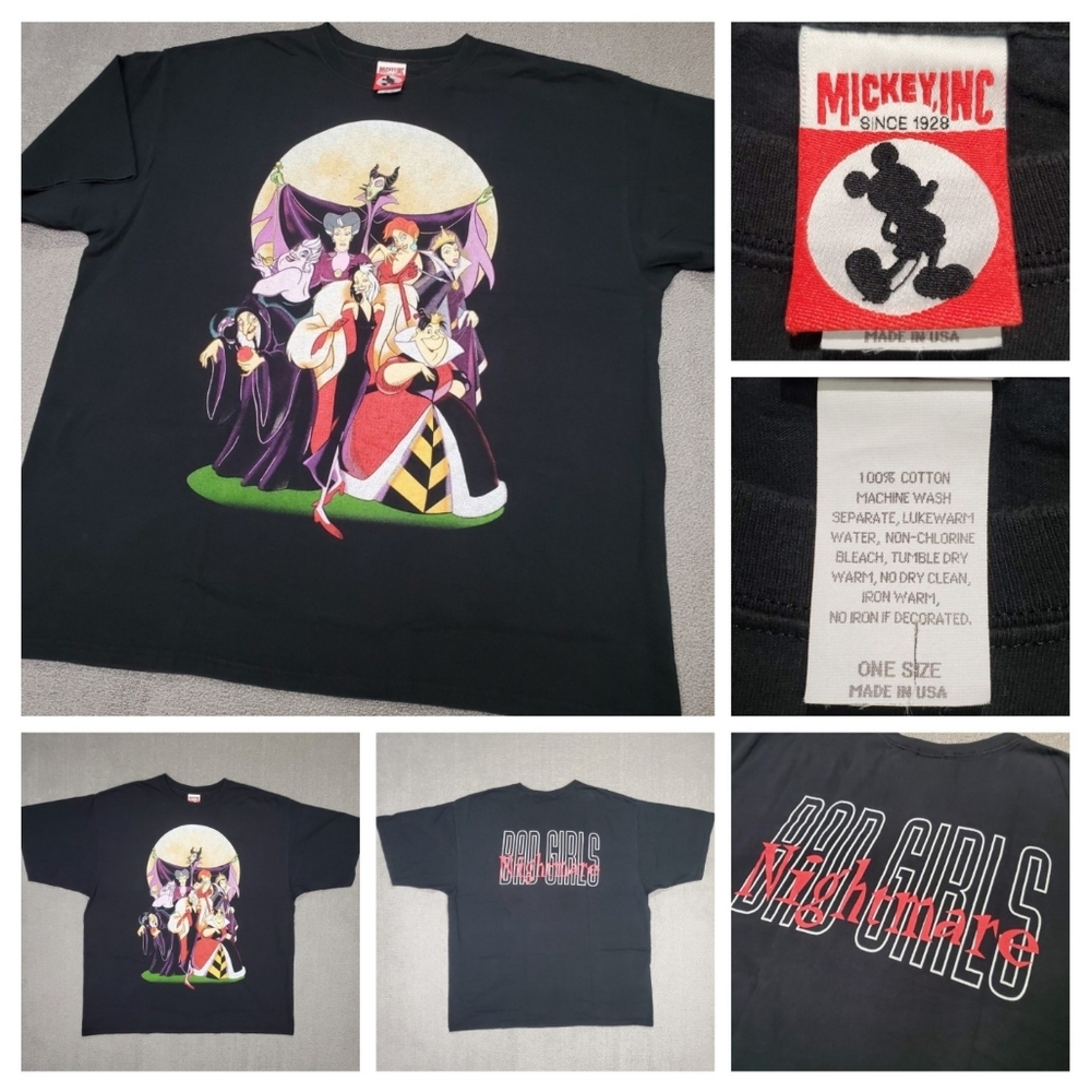 RARE Vintage 1990s Disney Villains Bad Girls Nightmare Double Sided Graphic Tee